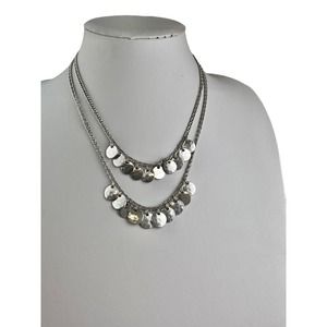 Lucky Brand Silver Tone Cha Cha Necklace Double Strand 17"